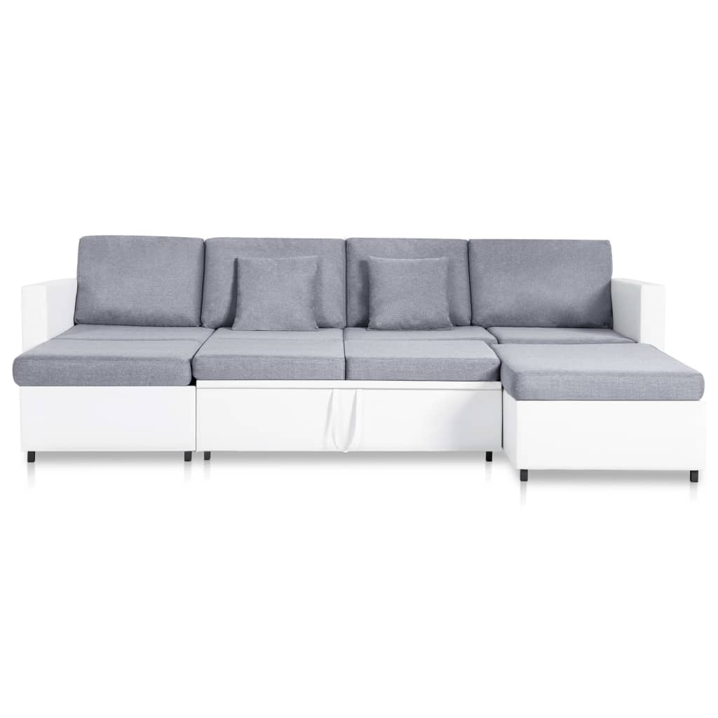 Rozkládací 4Místná Pohovka Umělá Kůže Bílá