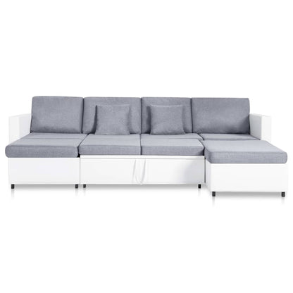 Rozkládací 4Místná Pohovka Umělá Kůže Bílá