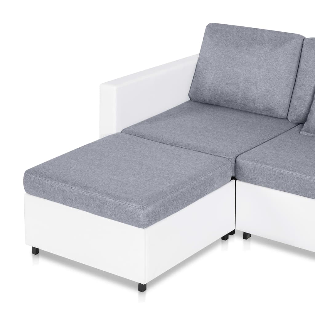 Rozkládací 4Místná Pohovka Umělá Kůže Bílá