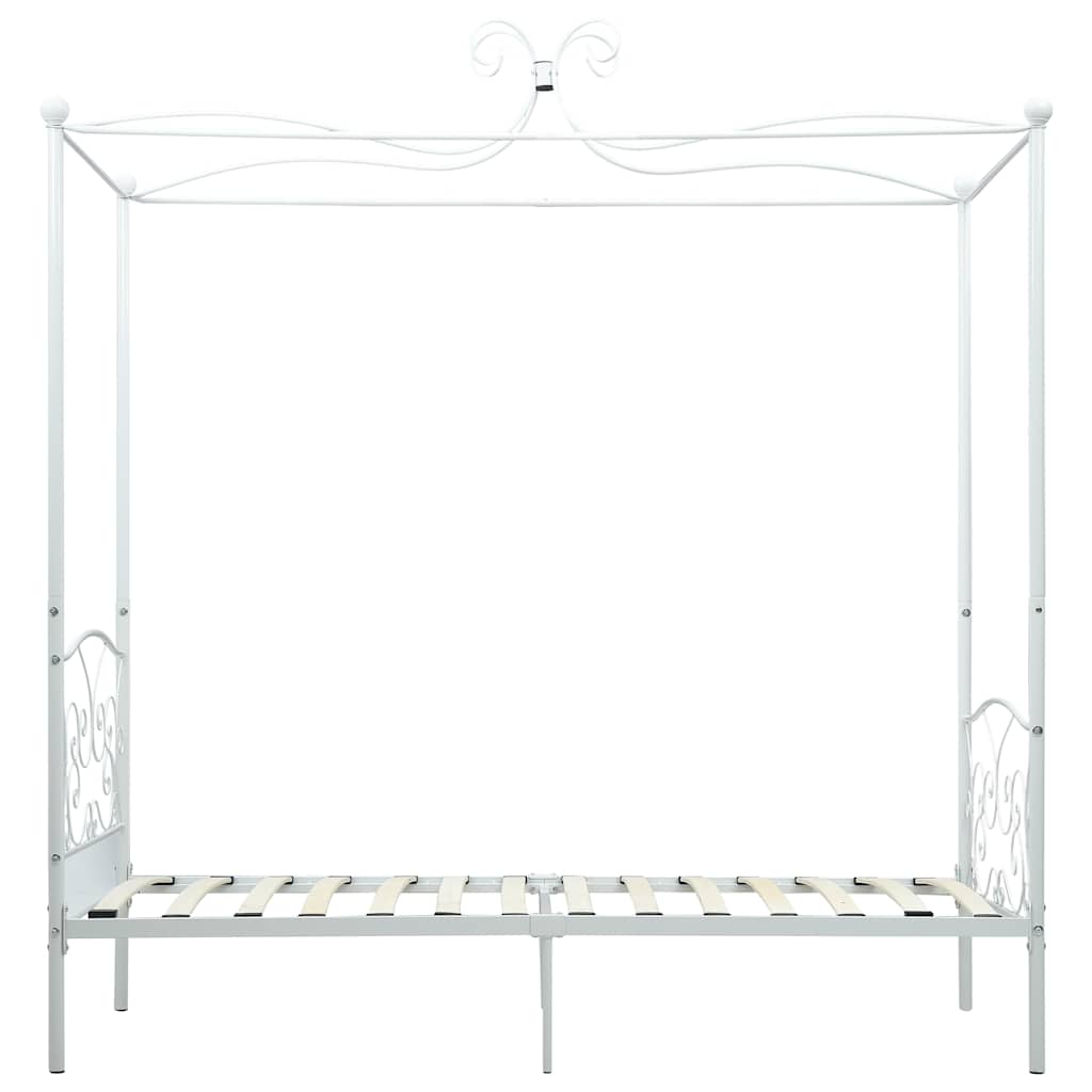 Rám Postele S Nebesy Bílý Kovový 90 X 200 Cm