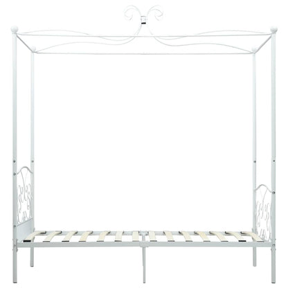 Rám Postele S Nebesy Bílý Kovový 90 X 200 Cm