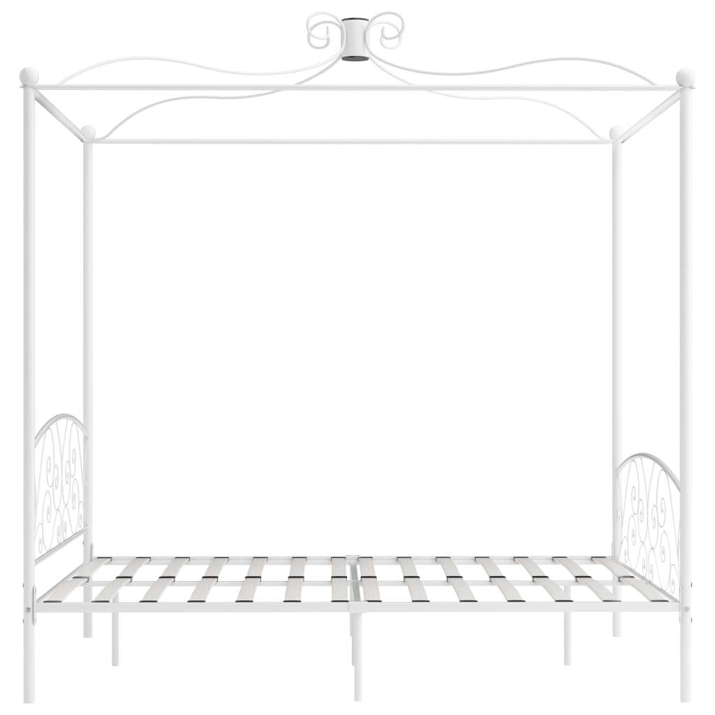 Rám Postele S Nebesy Bílý Kovový 180 X 200 Cm