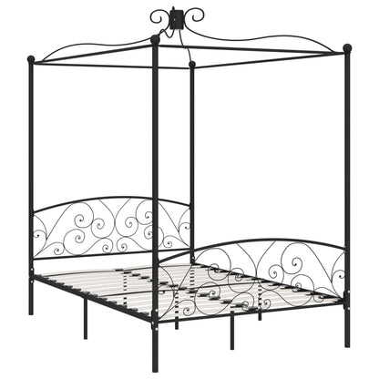 Rám Postele S Nebesy Černý Kovový 120 X 200 Cm
