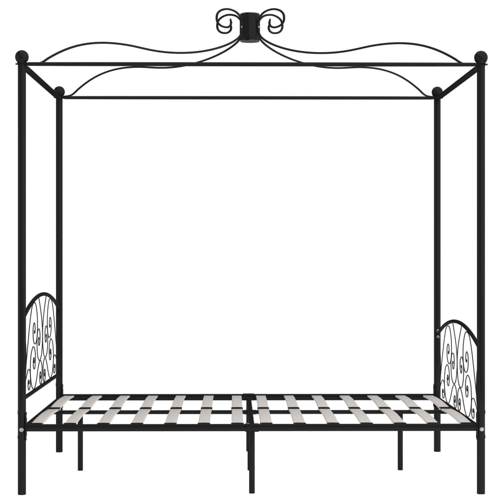 Rám Postele S Nebesy Černý Kovový 120 X 200 Cm