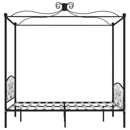 Rám Postele S Nebesy Černý Kovový 120 X 200 Cm
