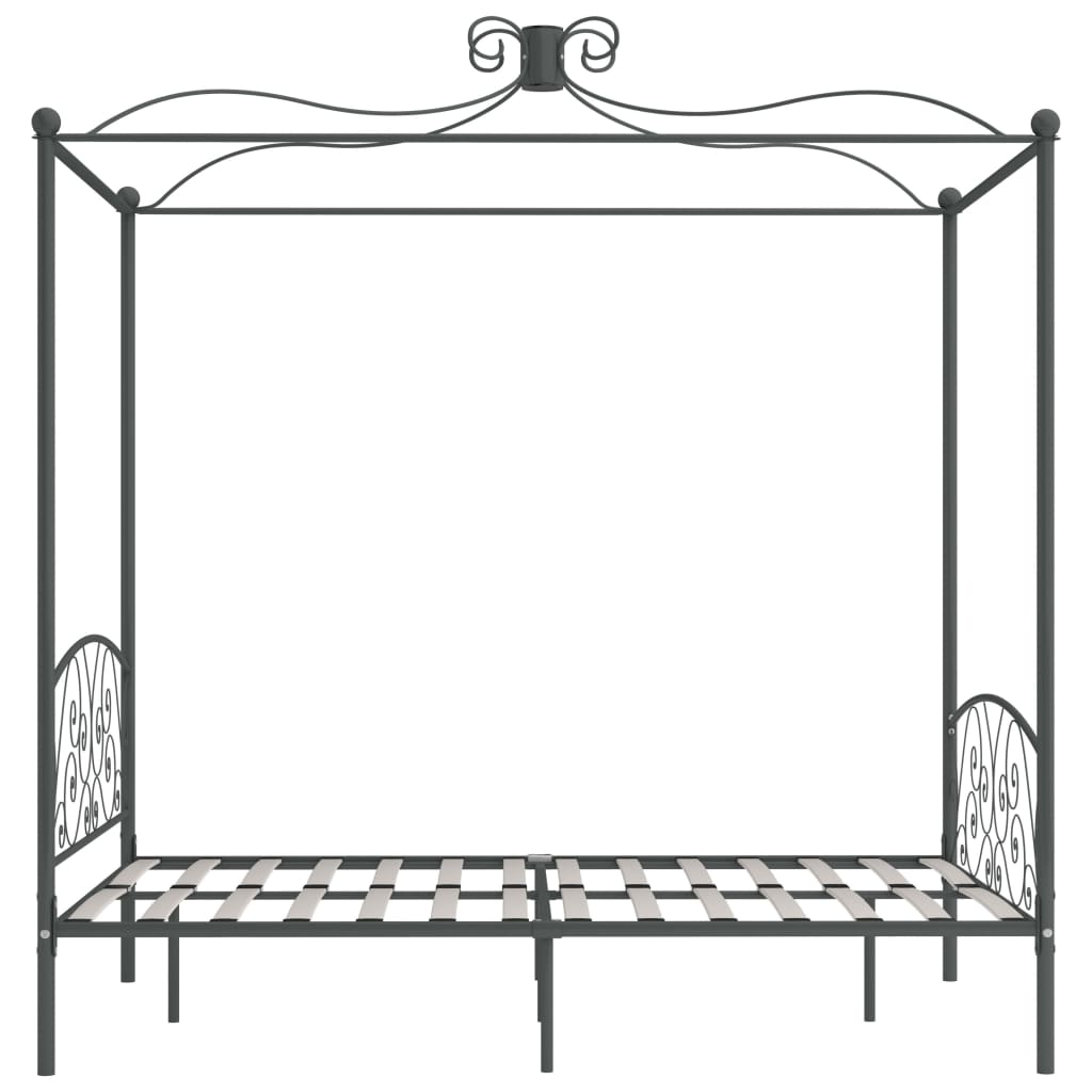 Rám Postele S Nebesy Šedý Kovový 120 X 200 Cm