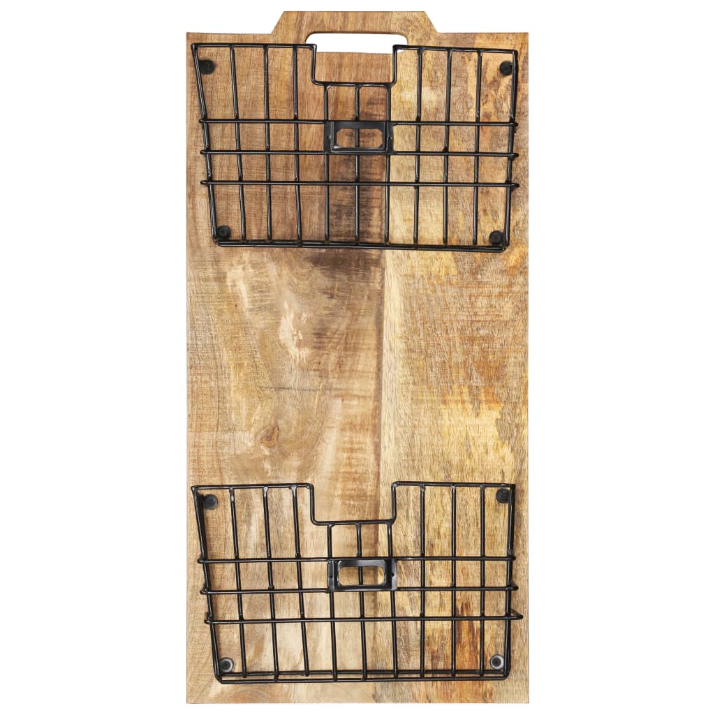 Nástěnný Stojan Na Časopisy 33X10X67 Cm Masivní Hrubý Mangovník Světle Šedá