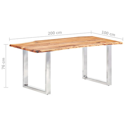 Jídelní Stůl S Živými Hranami Masivní Akáciové Dřevo 200/3,8 Cm