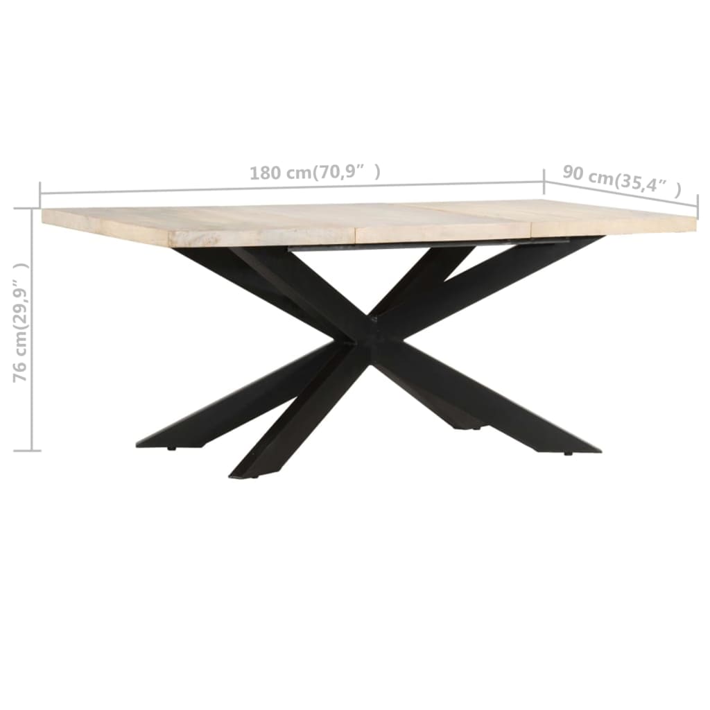 Jídelní Stůl 180 X 90 X 76 Cm Masivní Bělené Mangovníkové Dřevo