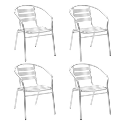 5Dílný Zahradní Jídelní Set Hliník Stříbrný