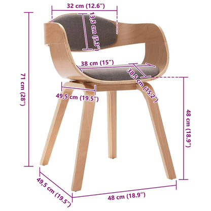 Jídelní Židle 2 Ks Ohýbané Dřevo A Taupe Textil
