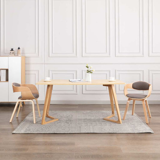 Jídelní Židle 2 Ks Ohýbané Dřevo A Taupe Textil