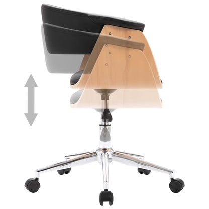 Otočná Jídelní Židle Černá Ohýbané Dřevo A Umělá Kůže