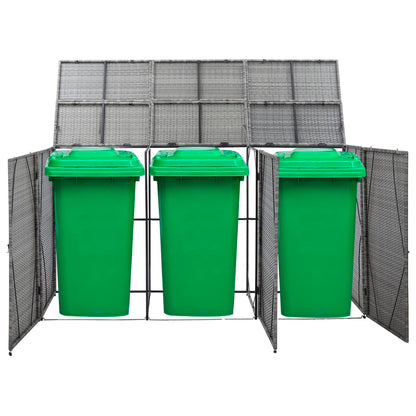 Trojitý Přístřešek Na Popelnice Uhlový 229X78X120 Cm Polyratan