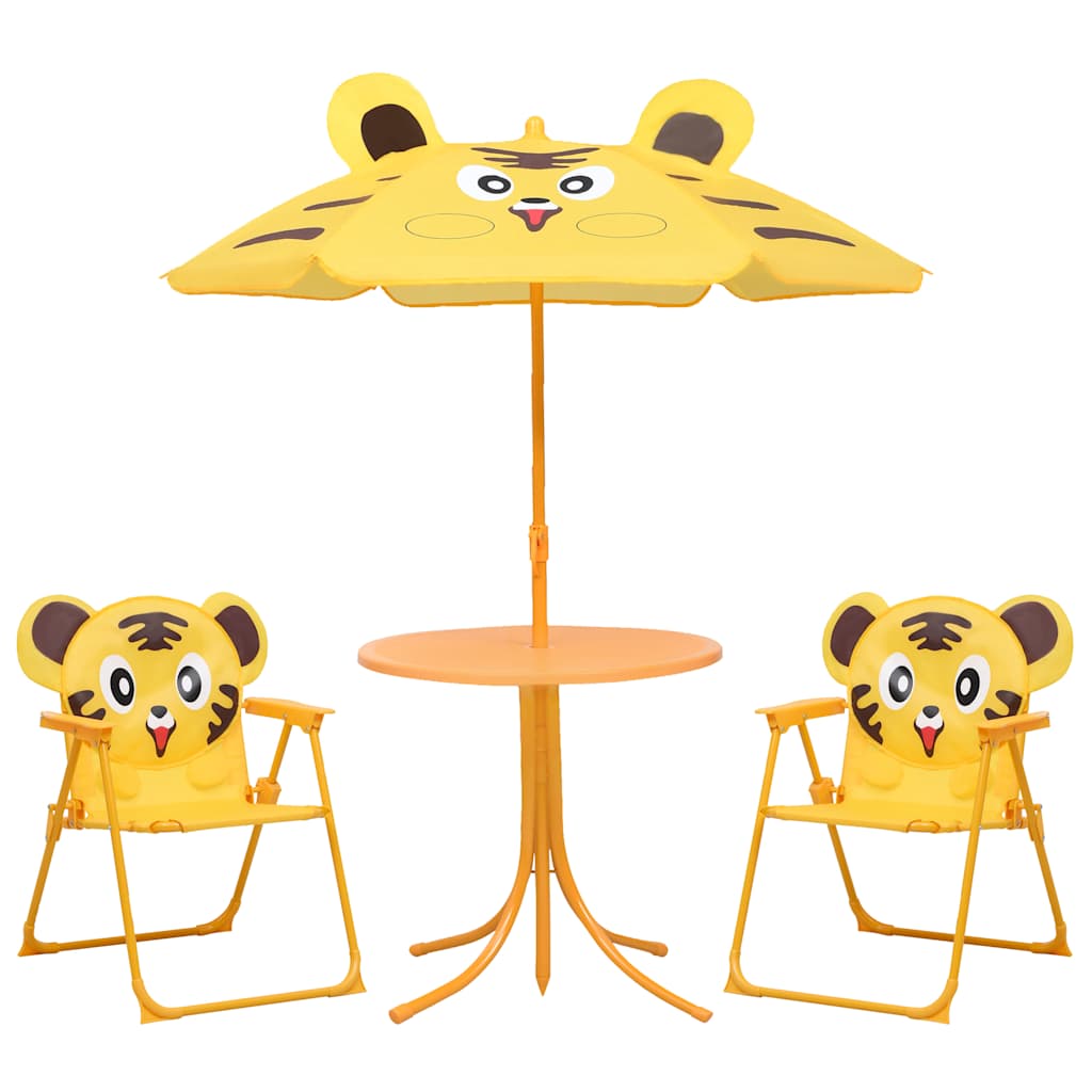 3Dílný Dětský Zahradní Bistro Set Se Slunečníkem Žlutý