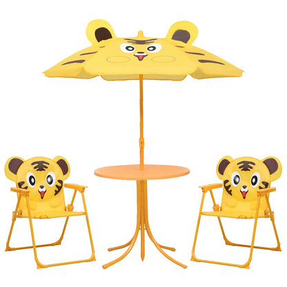 3Dílný Dětský Zahradní Bistro Set Se Slunečníkem Žlutý