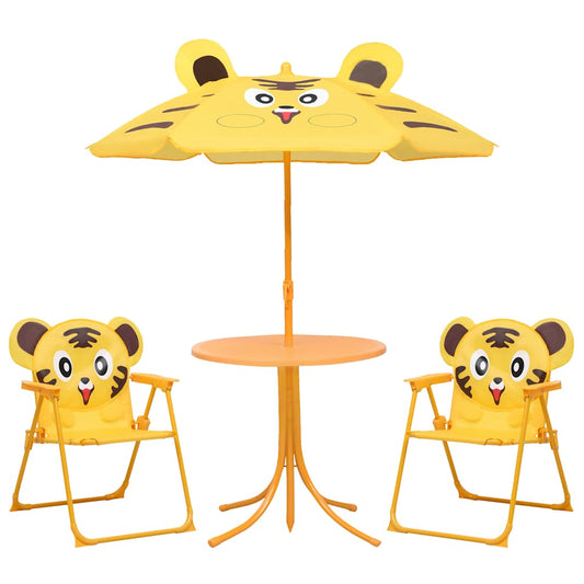 3Dílný Dětský Zahradní Bistro Set Se Slunečníkem Žlutý