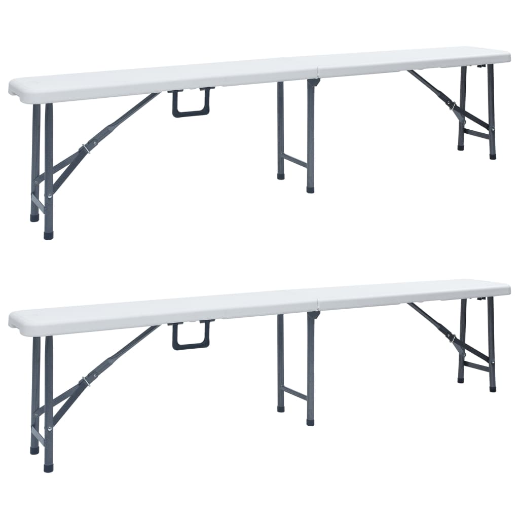 Skládací Zahradní Lavice 2 Ks 180 Cm Hdpe Bílé