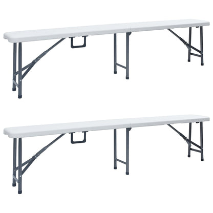 Skládací Zahradní Lavice 2 Ks 180 Cm Hdpe Bílé
