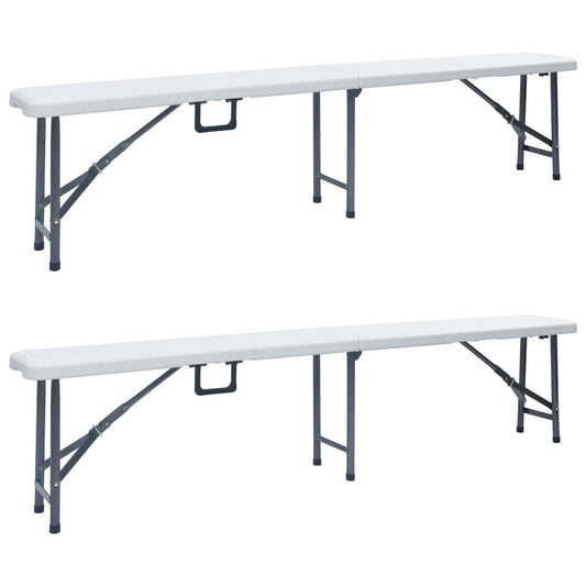 Skládací Zahradní Lavice 2 Ks 180 Cm Hdpe Bílé