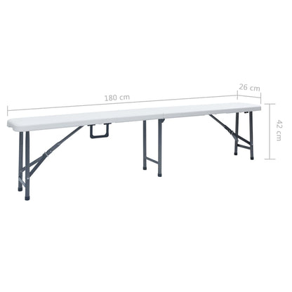 Skládací Zahradní Lavice 2 Ks 180 Cm Hdpe Bílé
