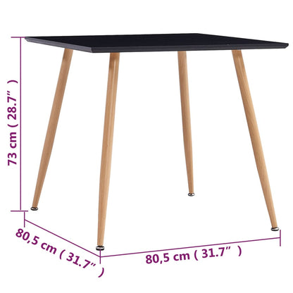 Jídelní Stůl Černý A Dubový 80,5 X 80,5 X 73 Cm Mdf