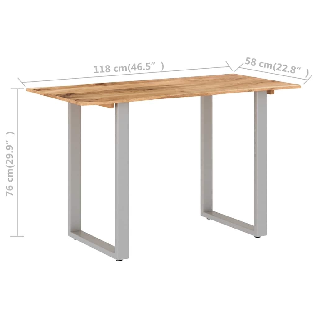 Jídelní Stůl 118 X 58 X 76 Cm Masivní Akáciové Dřevo