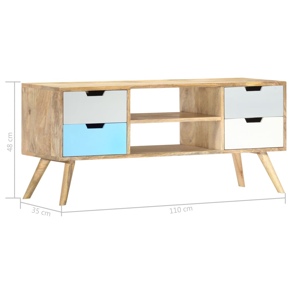 Tv Stolek 110 X 35 X 48 Cm Masivní Mangovníkové Dřevo