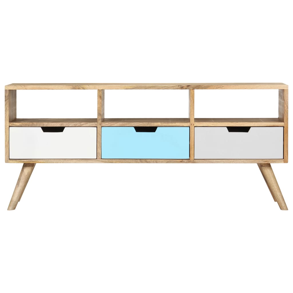 Tv Stolek 110 X 35 X 48 Cm Masivní Mangovníkové Dřevo Hnědá