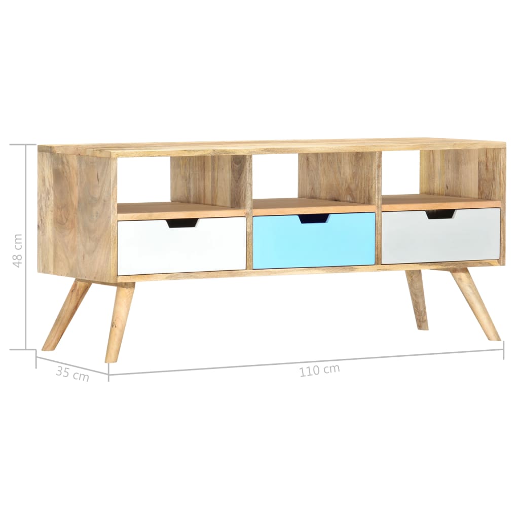 Tv Stolek 110 X 35 X 48 Cm Masivní Mangovníkové Dřevo Hnědá