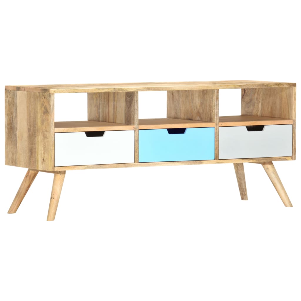 Tv Stolek 110 X 35 X 48 Cm Masivní Mangovníkové Dřevo Hnědá