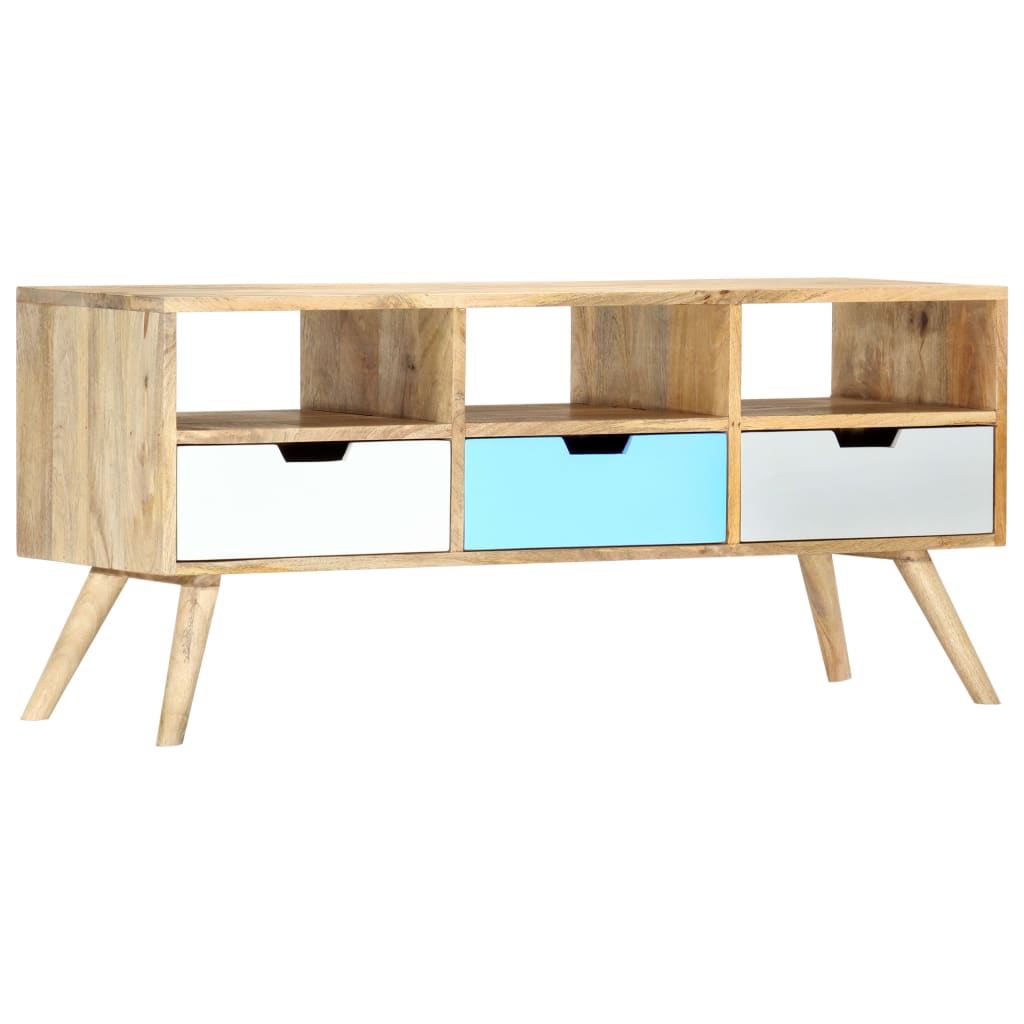 Tv Stolek 110 X 35 X 48 Cm Masivní Mangovníkové Dřevo Hnědá