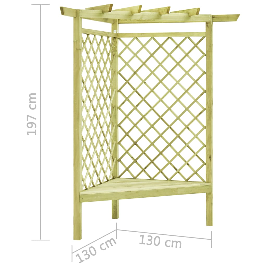 Rohová Pergola S Lavicí 130X130X197 Cm Impregnovaná Borovice