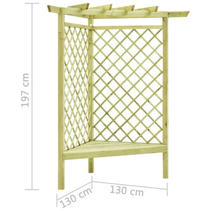 Rohová Pergola S Lavicí 130X130X197 Cm Impregnovaná Borovice