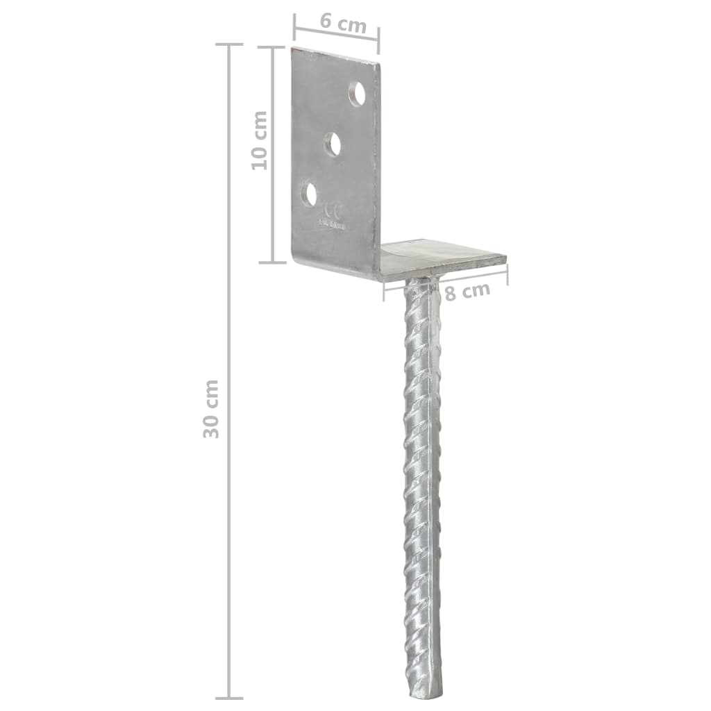 Plotové Kotvy 12 Ks Stříbrné 8X6X30 Cm Pozinkovaná Ocel