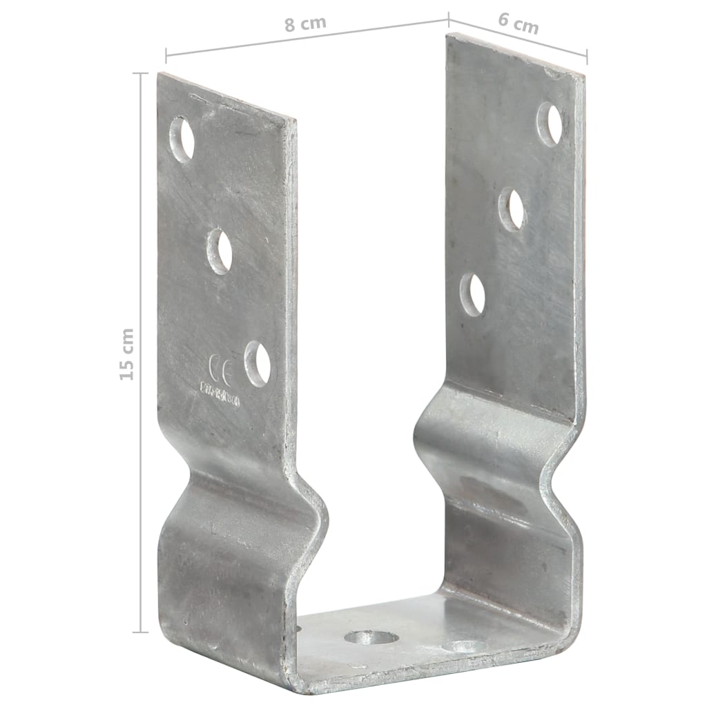 Plotové Kotvy 6 Ks Stříbrné 8 X 6 X 15 Cm Pozinkovaná Ocel