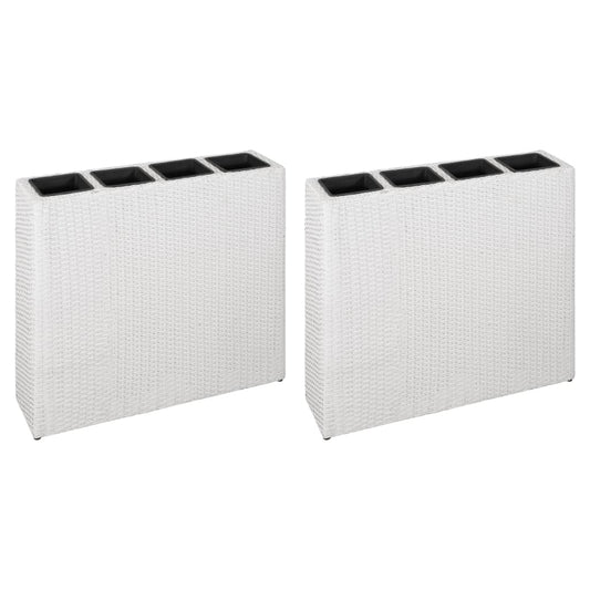 Zahradní Vyvýšený Záhon Se 4 Květináči 2 Ks Polyratan Bílý