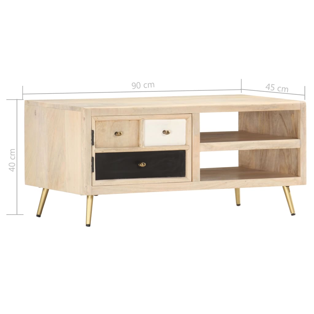Konferenční Stolek 90 X 45 X 40 Cm Masivní Mangovníkové Dřevo