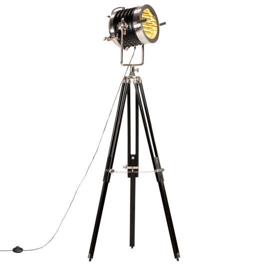 Stojací Lampa Na Stativu Černá Masivní Mangovník 171 Cm