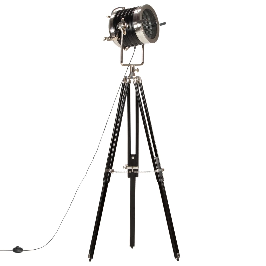Stojací Lampa Na Stativu Černá Masivní Mangovník 171 Cm