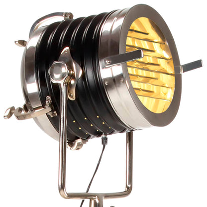 Stojací Lampa Na Stativu Černá Masivní Mangovník 171 Cm