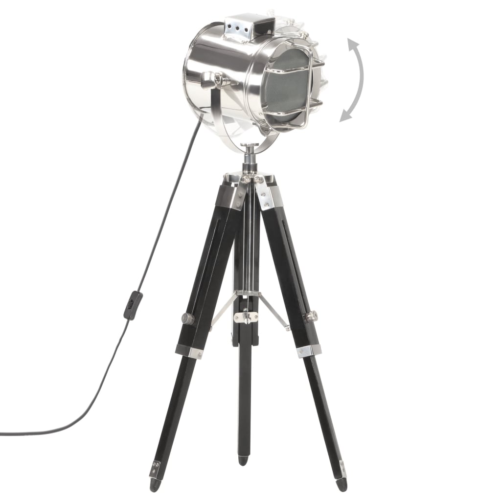 Stojací Lampa Na Stativu Černá Masivní Mangovníkové Dřevo 69 Cm