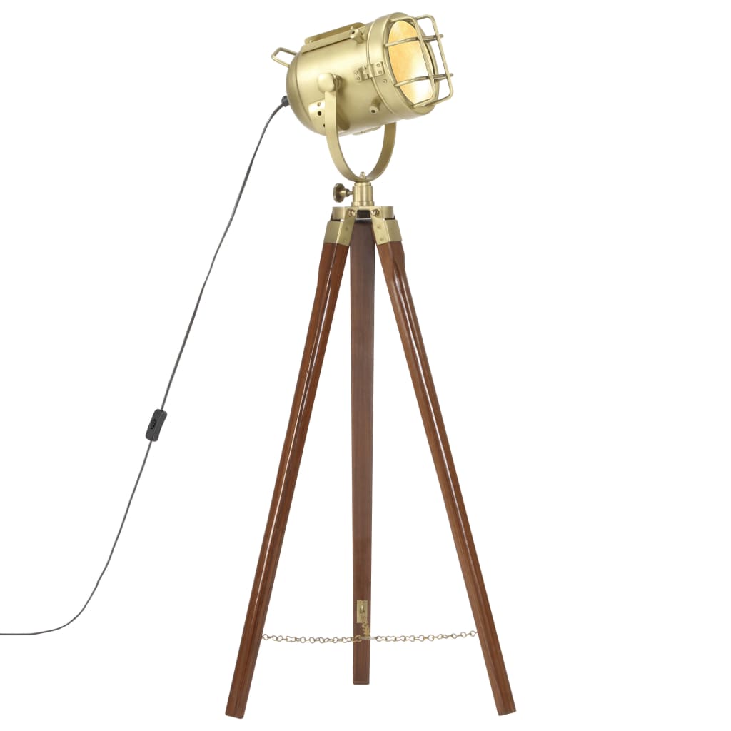 Stojací Lampa Na Stativu Černá Masivní Mangovníkové Dřevo 97 Cm