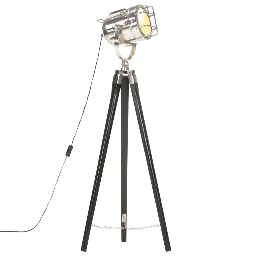Stojací Lampa Na Stativu Černá Masivní Mangovníkové Dřevo 97 Cm