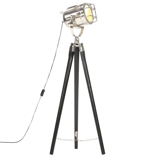 Stojací Lampa Na Stativu Černá Masivní Mangovníkové Dřevo 97 Cm