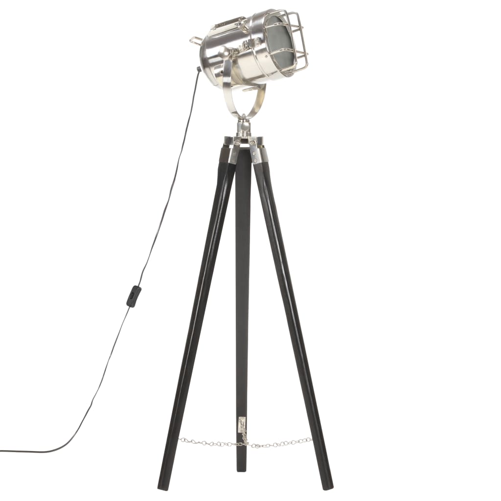 Stojací Lampa Na Stativu Černá Masivní Mangovníkové Dřevo 97 Cm