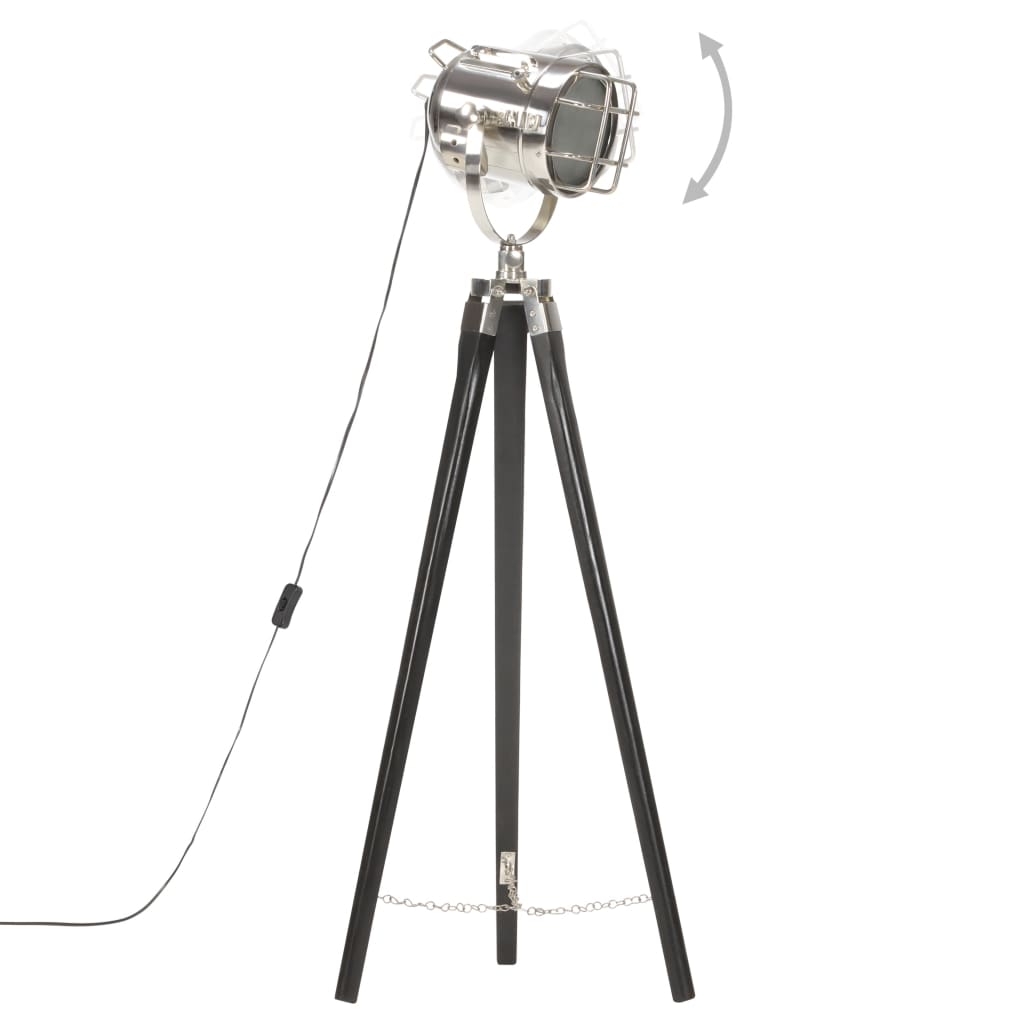 Stojací Lampa Na Stativu Černá Masivní Mangovníkové Dřevo 97 Cm