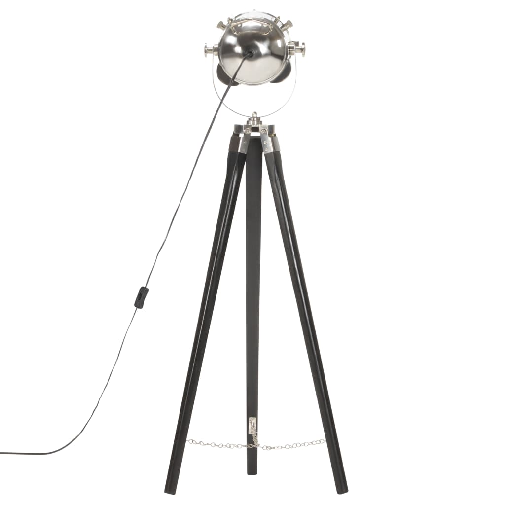 Stojací Lampa Na Stativu Černá Masivní Mangovníkové Dřevo 97 Cm