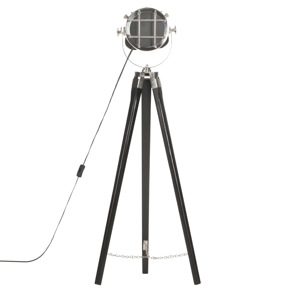 Stojací Lampa Na Stativu Černá Masivní Mangovníkové Dřevo 97 Cm