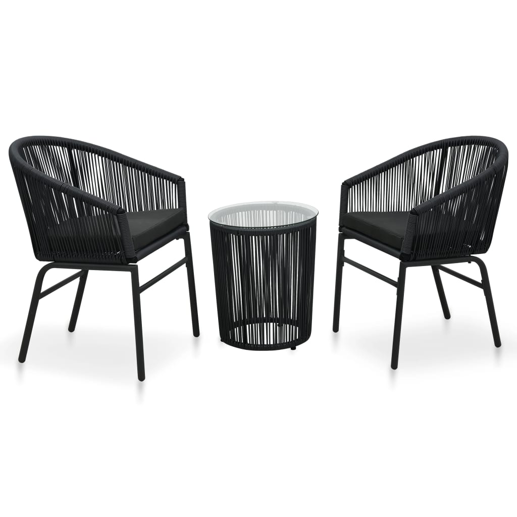 3Dílný Bistro Set S Poduškami Pe Ratan Šedý